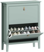 HOMCOM Pantofar cu 2 Sertare Rabatabile pentru 14 Perechi de Pantofi și Rafturi Reglabile, 80x24x95.5 cm, Verde | Aosom Romania