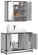 vidaXL Set mobilier de baie, 2 piese, gri sonoma, lemn prelucrat