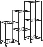 vidaXL Suport pentru flori cu roți, 83x25x83,5 cm, negru, fier