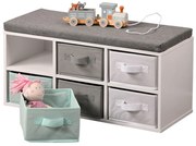Kesper 17729 Bancă cu 6 cutii, alb/gri/mentă, 38 x68 x 29,5 cm