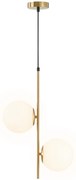 HOMCOM Lampă Suspendată cu 2 Abajururi din Sticlă și Cablu Reglabil, Lampă Modernă din Metal, 32x15x51 cm, Auriu | Aosom Romania