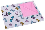 Pătură pentru copii Bellatex  Bára Butterfly roz, 75 x 100 cm