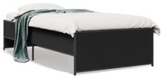 vidaXL Cadru de pat, negru, 100x200 cm, lemn prelucrat și metal