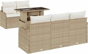 vidaXL Set de canapele pentru grădină cu pernă 6 pcs Bej Poli Rattan