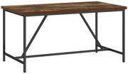 HOMCOM Masă Dreptunghiulară pentru 6 Persoane în Stil Industrial cu Picioare Reglabile din Lemn și Oțel, 150x80x75 cm, Maro | Aosom Romania