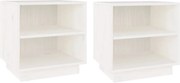 vidaXL Noptiere, 2 buc., alb, 40x34x40 cm, lemn masiv de pin