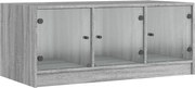 vidaXL Măsuță de cafea cu uși din sticlă, gri sonoma, 102x50x42 cm