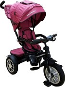 Tricicleta cu copertina Baby Care™ Turbo Bike , cu far luminos, roti din cauciuc, pozitie somn, pedale si maner pentru parinti, scaun reversibil cu