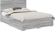 vidaXL Cadru de pat cu headboard Gri Sonoma 140 x 190 cm Lemn compozit
