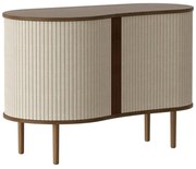 Comodă maro/bej joasă cu aspect de lemn de stejar cu ușă glisantă 100x67 cm Audacious – UMAGE