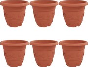 vidaXL Ghiveci rotund pentru flori 6 pcs Roșu cărămidă Ø 26 x 21.5 cm