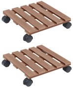 vidaXL Suporturi de plante cu role, 2 buc., maro, 30x30x7,5 cm, WPC