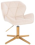 HR111CROSS Scaun Crem Catifea cu Bază Aurie