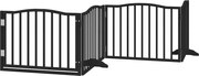 vidaXL Poartă de acces pentru câini cu ușă pliabilă, 4 panouri, neagră, 320 cm, lemn de plop