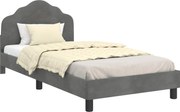 vidaXL Cadru de pat pentru copii cu spătar Gri închis 80 x 200 cm