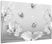 Tablou - Design flori și fluturi (90x60 cm)