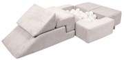 Teren de joacă din spumă crem 6 buc. din catifea reiată înălțime 40 cm 100x35 cm Montessori – Meowbaby