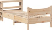 vidaXL Cadru de pat cu tăblie, 90x200 cm, lemn masiv de pin