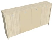 Dulap mediu pentru haine Verno 248 x 46 x 130 cm, uși combinate, salcâm / vanilie