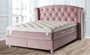 Pat cu lada dormitor VISCO LUX 160x200, stofa catifelata roz, cu supor