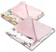 Set 2 paturici duble pufoase cu doua fete 100x78 cm Kidizi Fluffy Pink Beige
