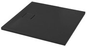 Cadita dus patrata neagra 90x90 cm Cersanit Tako Slim cu sifon inclus 900x900 mm