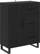 vidaXL Bufet Stejar Negru 69,5 x 34 x 90 cm Lemn Ingineresc și Fier