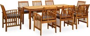 vidaXL Set mobilier de grădină cu perne, 9 piese, lemn masiv acacia