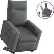vidaXL Fotoliu rabatabil cu ridicare pe verticală, gri închis, textil