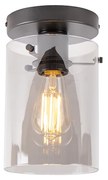 Plafoniera de design neagra cu sticla fumurie - Dome