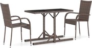vidaXL Set mobilier de grădină, 3 piese, maro