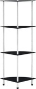 vidaXL Raft cu 4 niveluri, negru, 30 x 30 x 100 cm, sticlă securizată