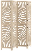 HOMCOM Paravan interior din lemn 4 panouri 160 x 170 cm, pliabil și portabil, model frunză, design detașabil, lemn natural | Aosom Romania