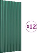 vidaXL Panouri de acoperiș 12 buc. oțel galvanizat verde 80x36 cm