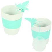 Cana din portelan SILICONE BUTTERFLY cu infuzor de ceai 280 ml, verde