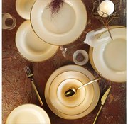 Set de veselă din porțelan, 18 piese, bej/auriu