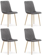 Set 4 Scaune Bucatarie/Dining Clay Catifea Gri Inchis Picioare Metalice Finisaj Lemn