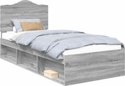 vidaXL Cadru de pat Gri Sonoma 100 x 200 cm Lemn de pin masiv