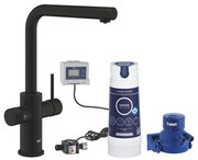 Baterie bucatarie cu dus extractibil si filtru Grohe Blue Pure Vento negru mat Phantom Black