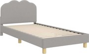 vidaXL Cadru de pat pentru copii cu spătar Gri deschis 90 x 190 cm