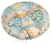 Bellatex Perna Adéla matlasată rotundă Monsteratrandafir galben, 40 x 40 cm