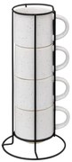 Set 4 cani Lana, suport metalic, ceramica, 10.5 x 7 x 7.5 cm, 200 ml