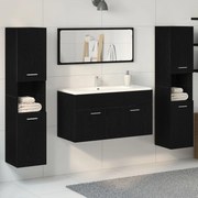 vidaXL Set Mobilier Baie cu ușă 4 pcs Stejar Negru 41 x 38.5 x 46 cm
