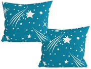 Set 2 huse decorative pentru perne din microfibra NIGHT SKY 45x45 cm, turcoaz
