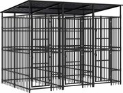 vidaXL Padoc pentru câini de exterior cu acoperiș, 5,53 m², oțel