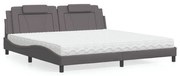 vidaXL Pat cu saltea, gri, 200x200 cm, piele ecologică