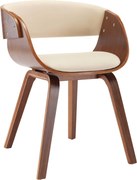 vidaXL Scaun de bucătărie, crem, lemn curbat și piele ecologică