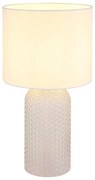 Lampa de masa cu baza din sticla abajur textil SOFIA alba