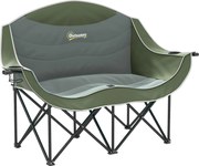 Outsunny Scaun pliabil 2 locuri scaun camping cu suport pentru băuturi geantă de transport până la 250 kg Verde | Aosom Romania