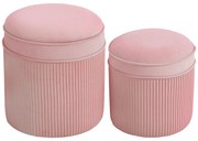 HOMCOM Set 2 Otomane cu Depozitare, Tapițate cu Catifea, Roz, Capac Detașabil | Aosom Romania